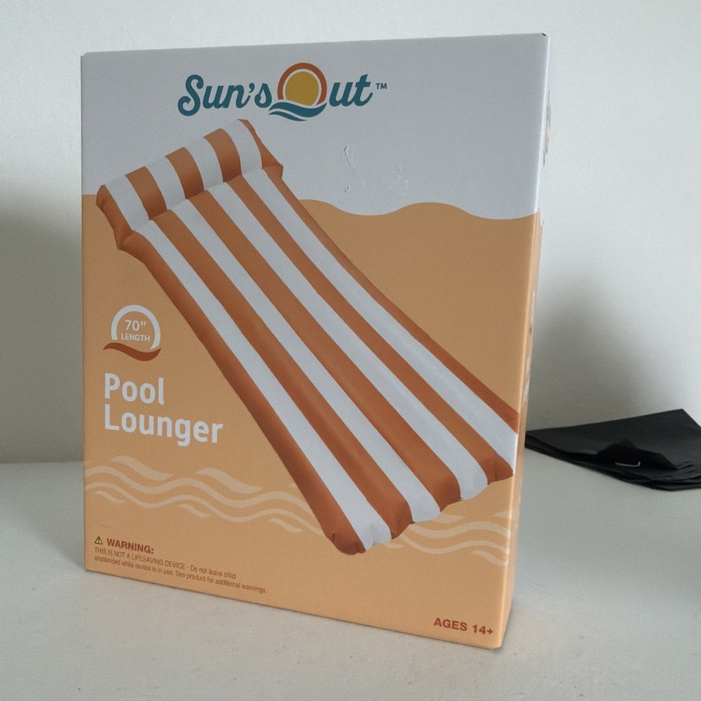 Sun's Out Pool Lounger 70 in Inflatable Float Cabana Stripe w/ Pillow